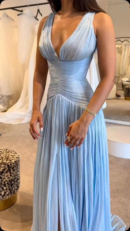 Eternal Glow V-Neck Evening Gown