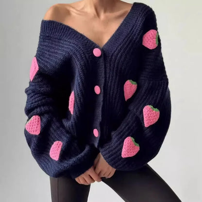 Strawberry Kiss V-Neck Cardigan