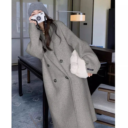 Elegant Woolen Mid-Long Coat
