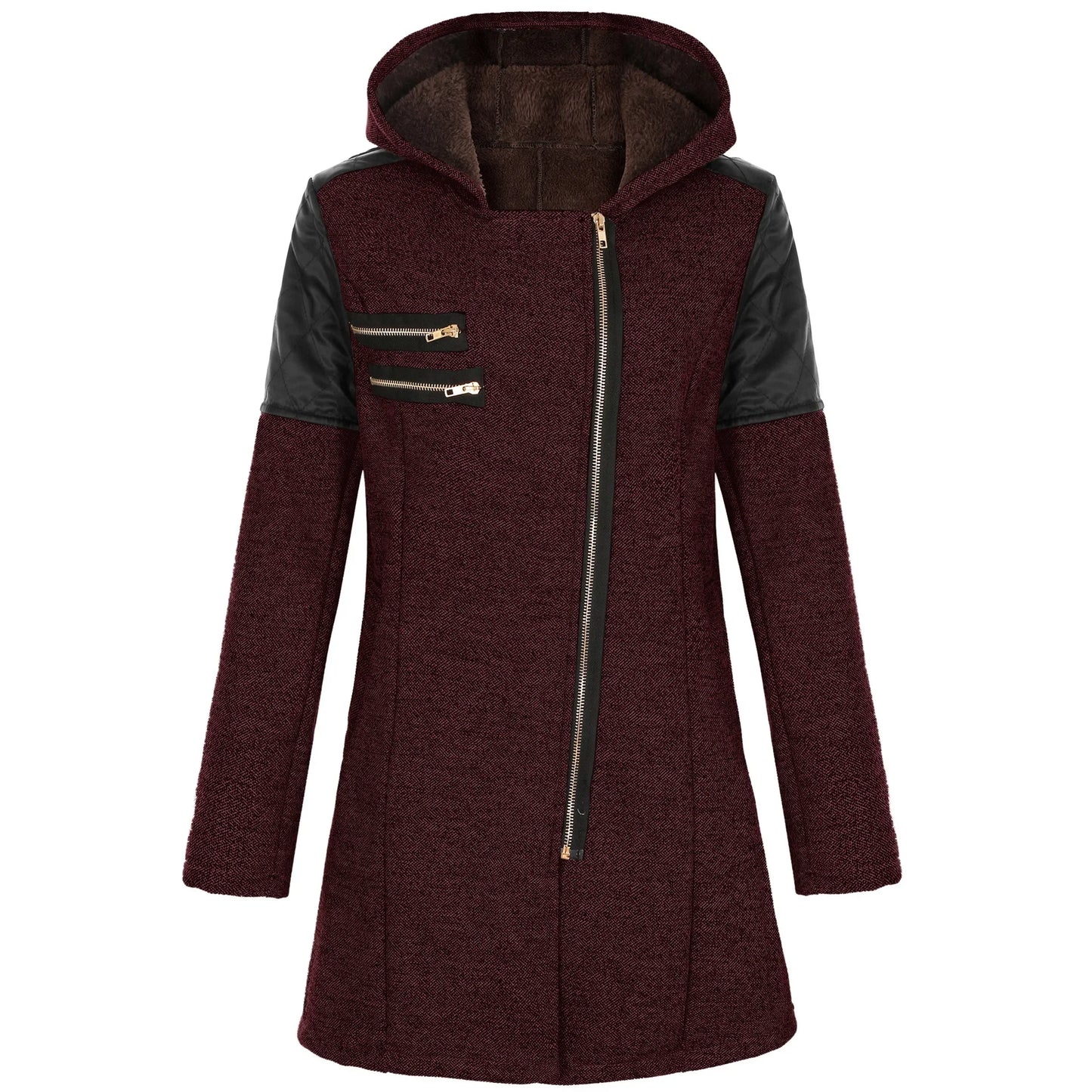 Women’s Mid-Length Hooded Loose Tweed Trench Coat