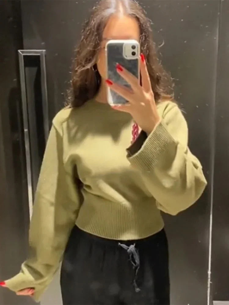 Chic Fluffy Knit Short Sweater