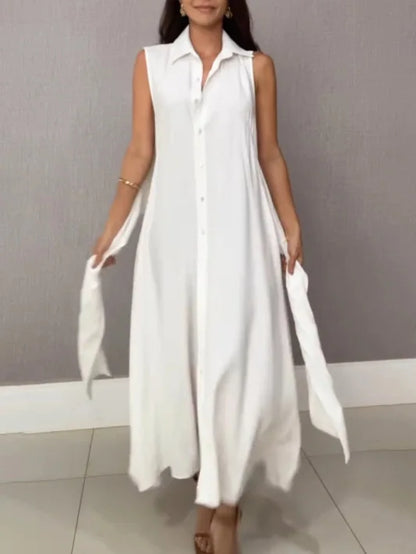 White Lace-Up Maxi Dress