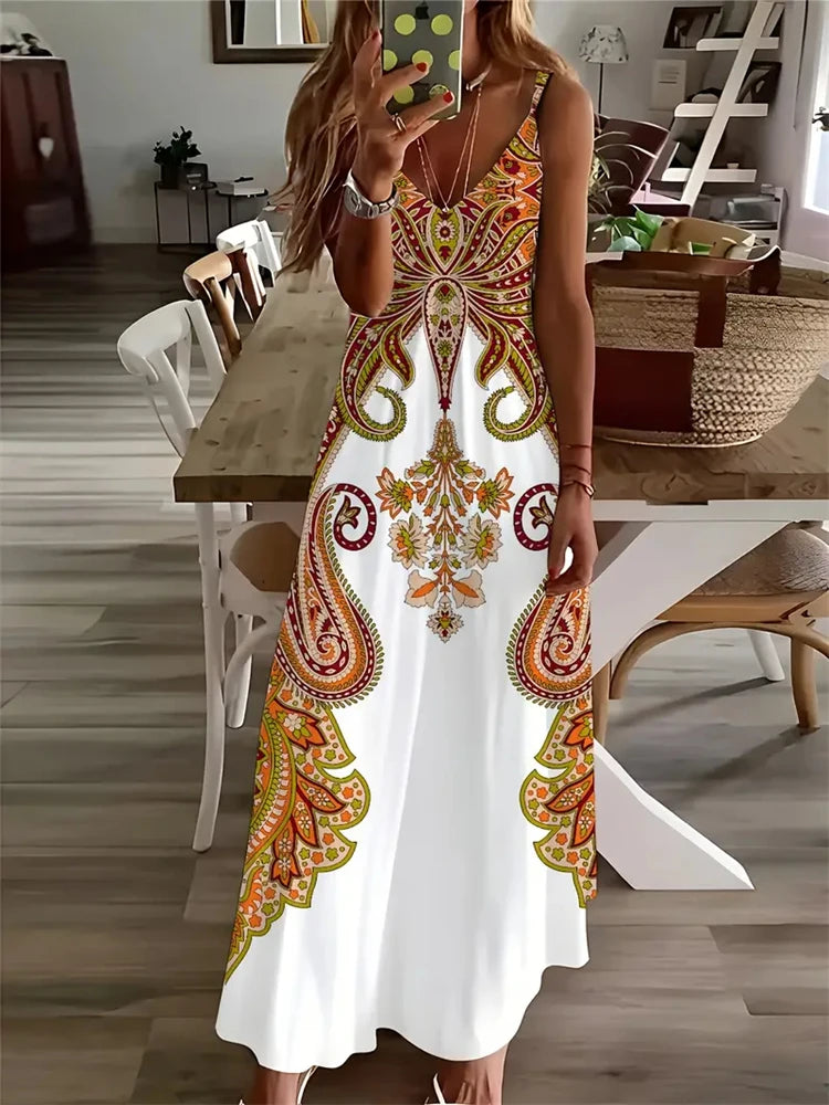Vintage Boho Halter Maxi Dress