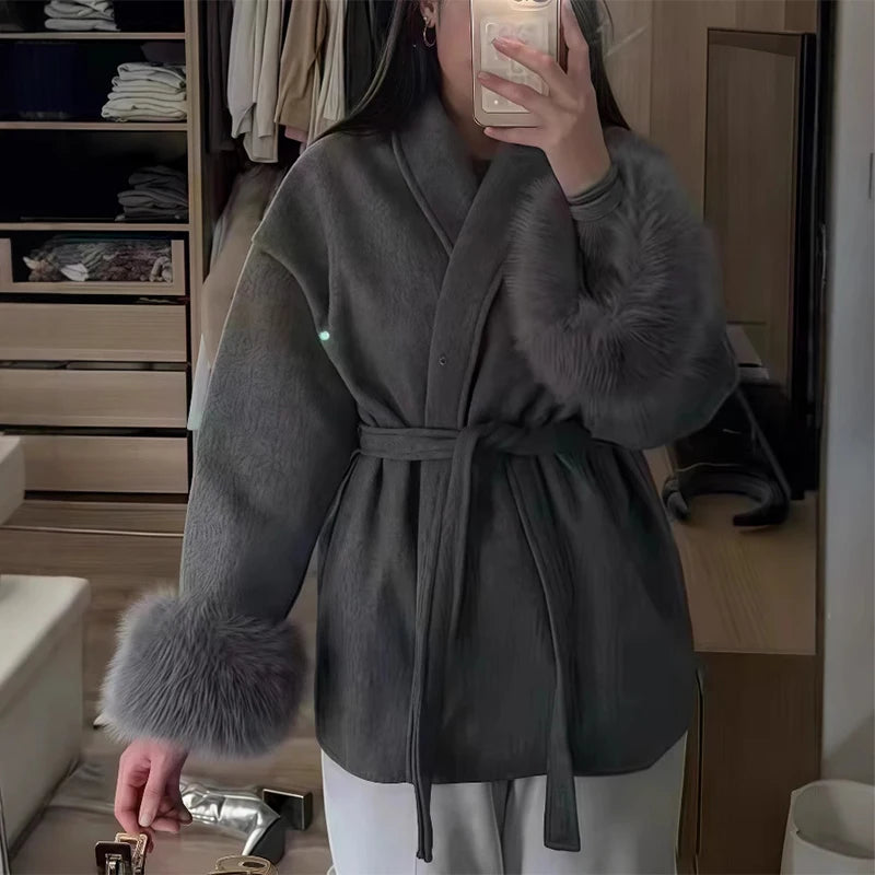 Luxury Woolen Fur Jacket