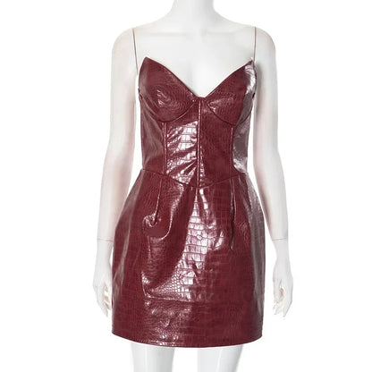 Midnight Luxe Strapless Leather Dress