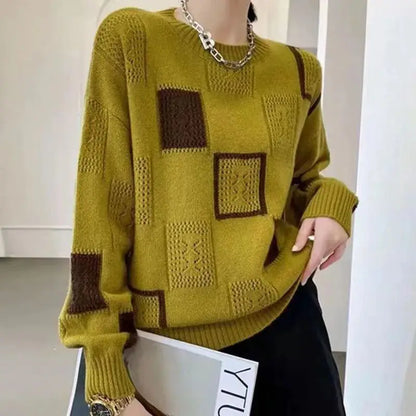 O-Neck Square Pattern Sweater