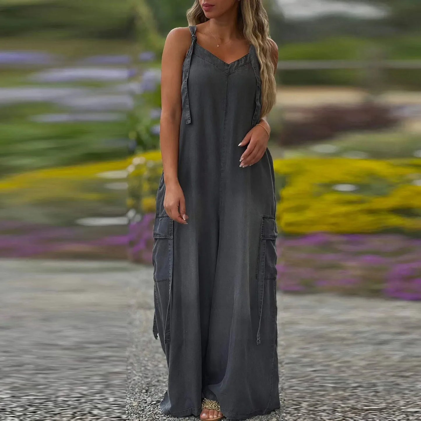 Effortless Charm V-Neck Jumpsuit