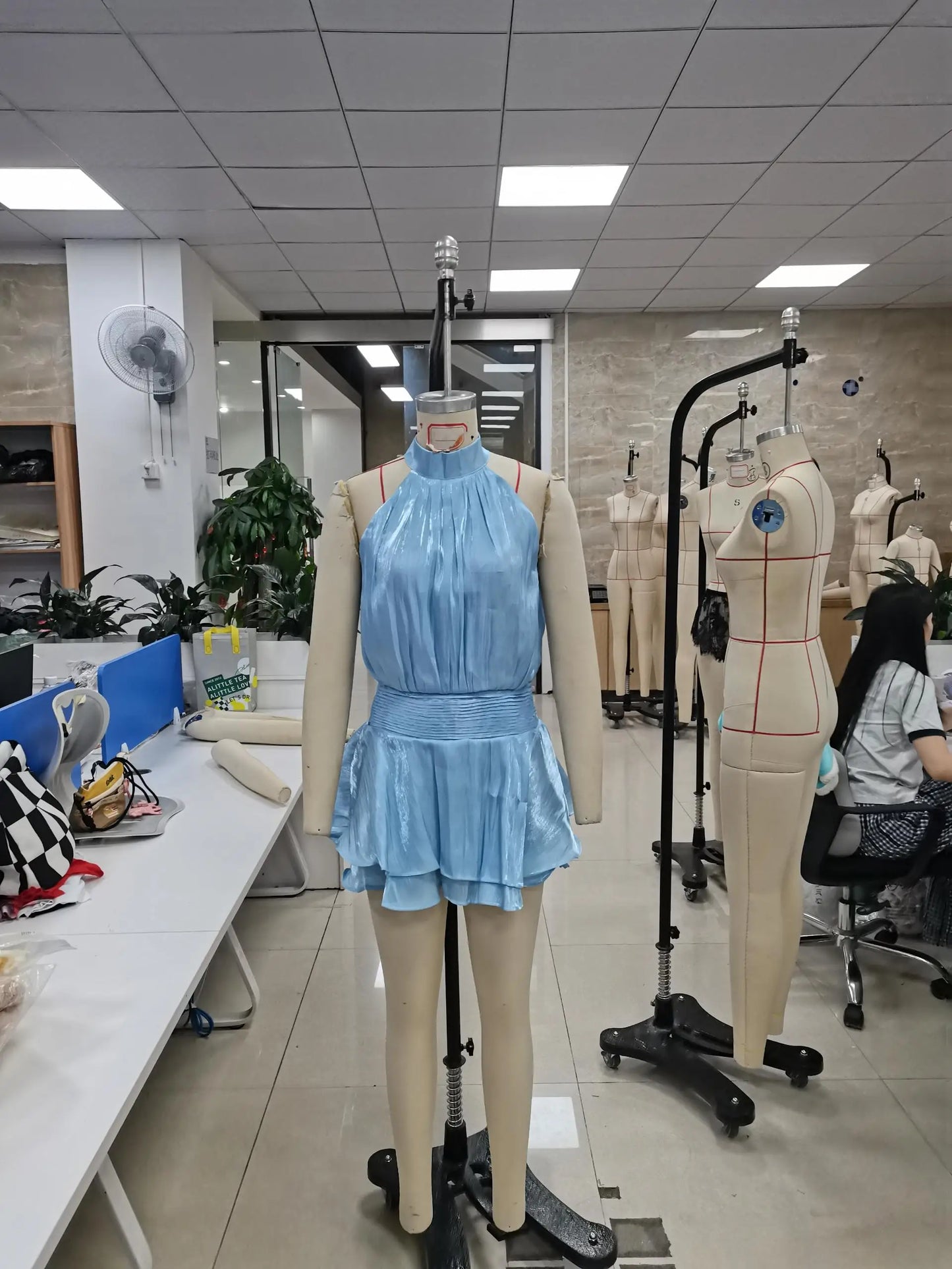 Elegant Pleated High-Waist Mini Dress