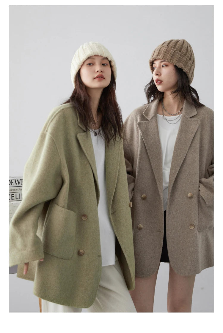 Women’s Luxury Wool-Blend Long Coat