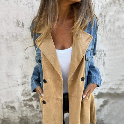 Color block Patchwork Denim Coat