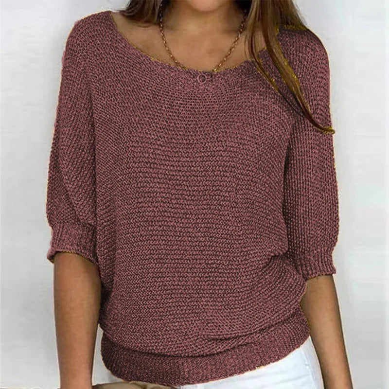Elegant Spliced Knit Sweater for Women