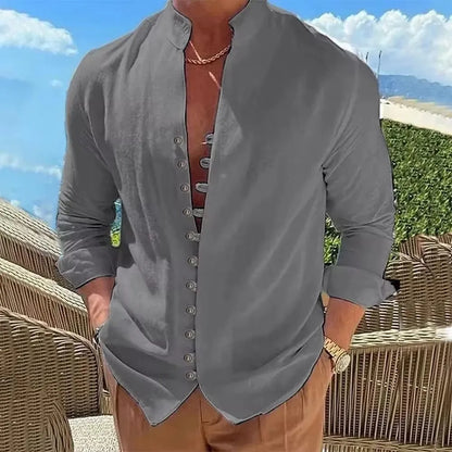 Breeze Form Linen Button Shirt Men