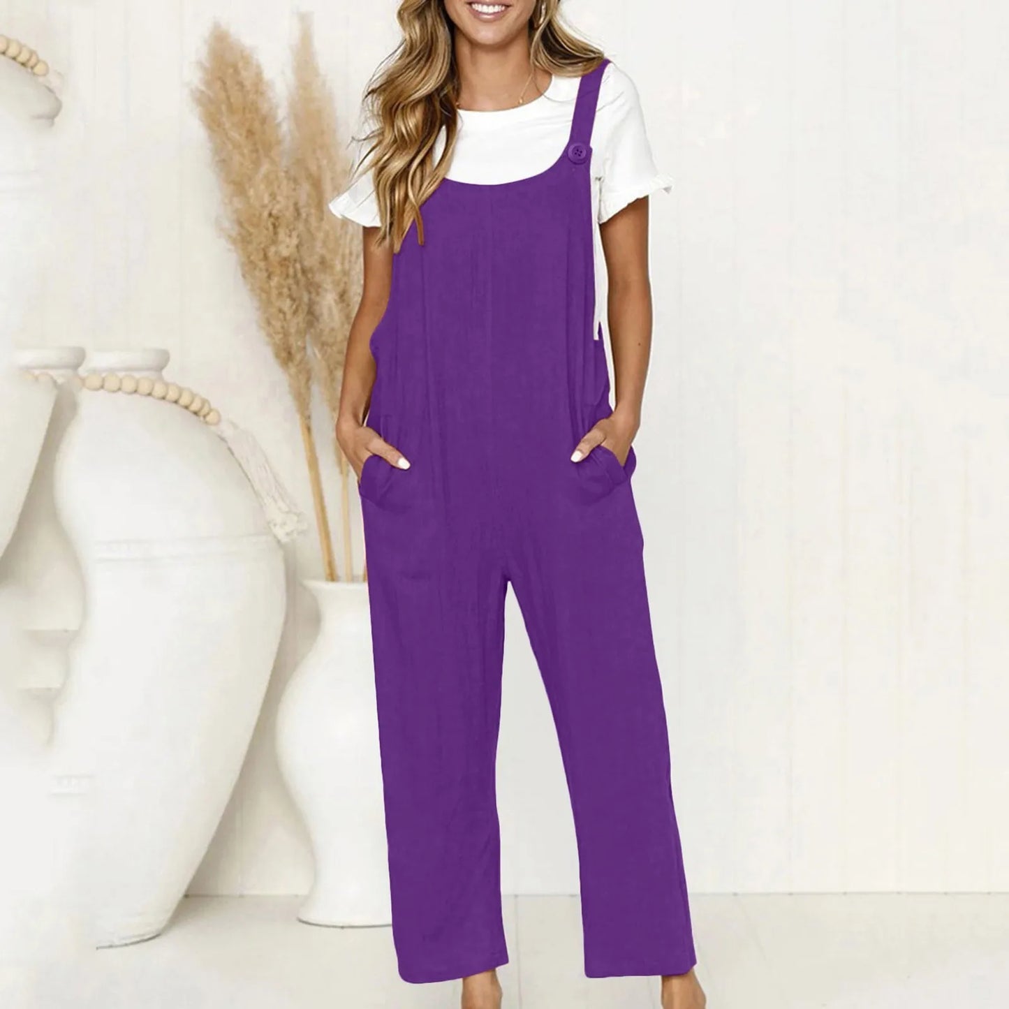 Casual Sleeveless Suspender Jumpsuit