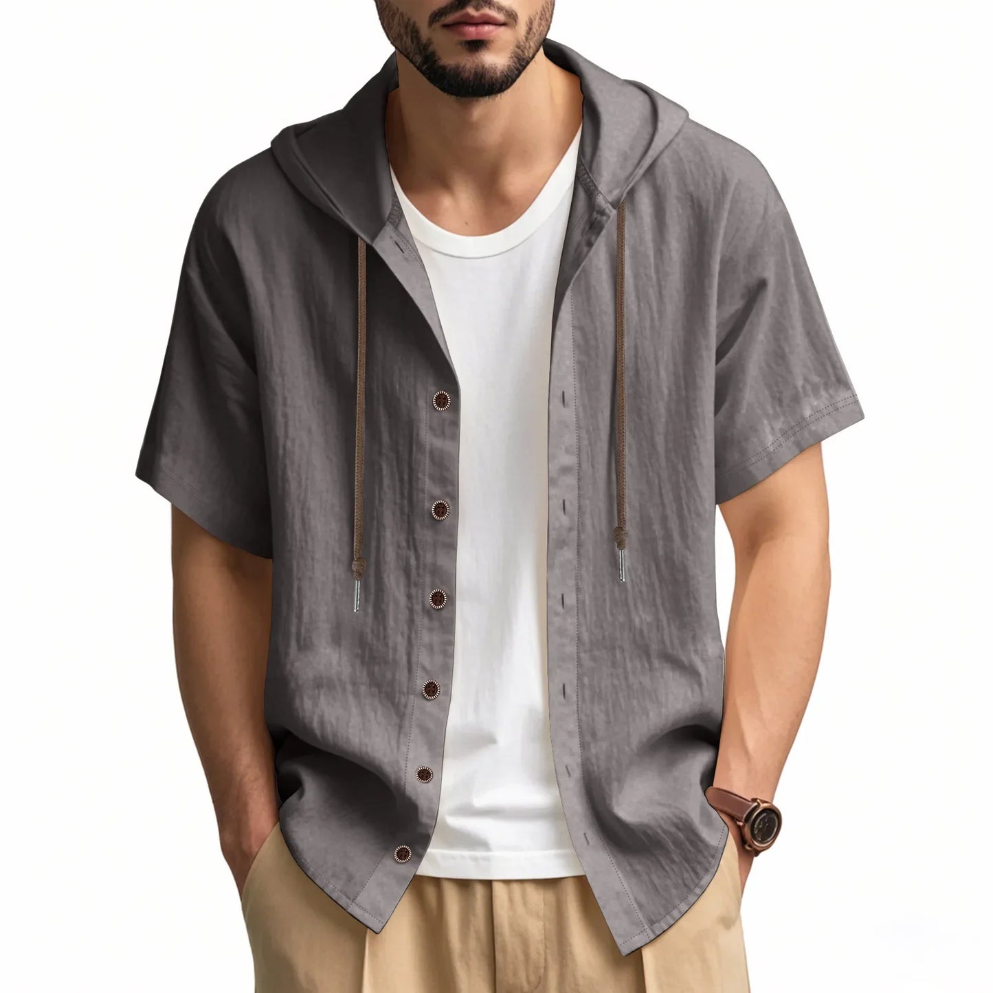 Lightweight Linen Hooded Summer Shirt
