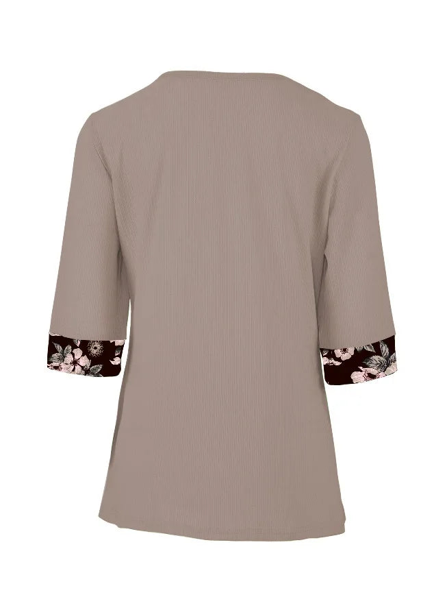 Layered Bloom Splice Casual Top
