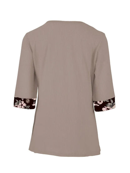 Layered Bloom Splice Casual Top