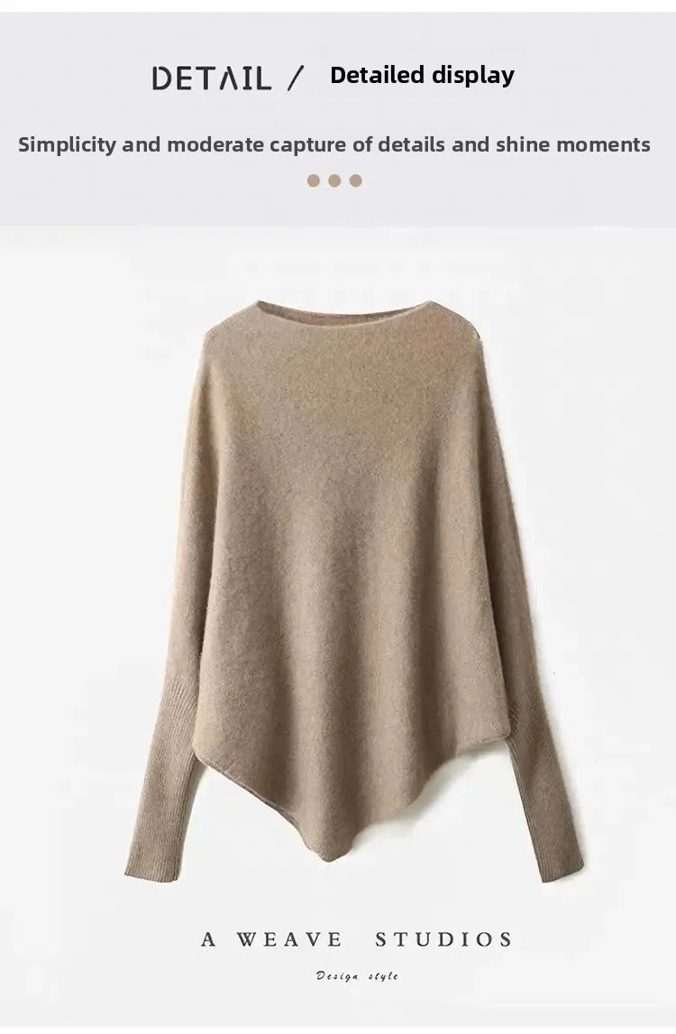 Batwing Sleeve Irregular Knit Sweater