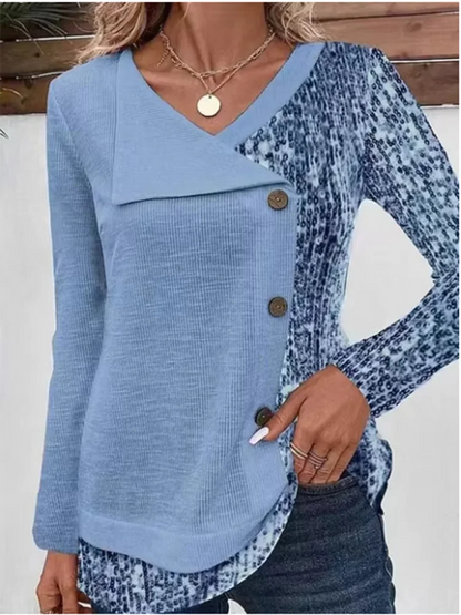 Vibe Stripe V-Neck Button Tee