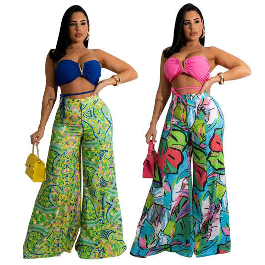 Vivid Bloom Strapless Trouser Set