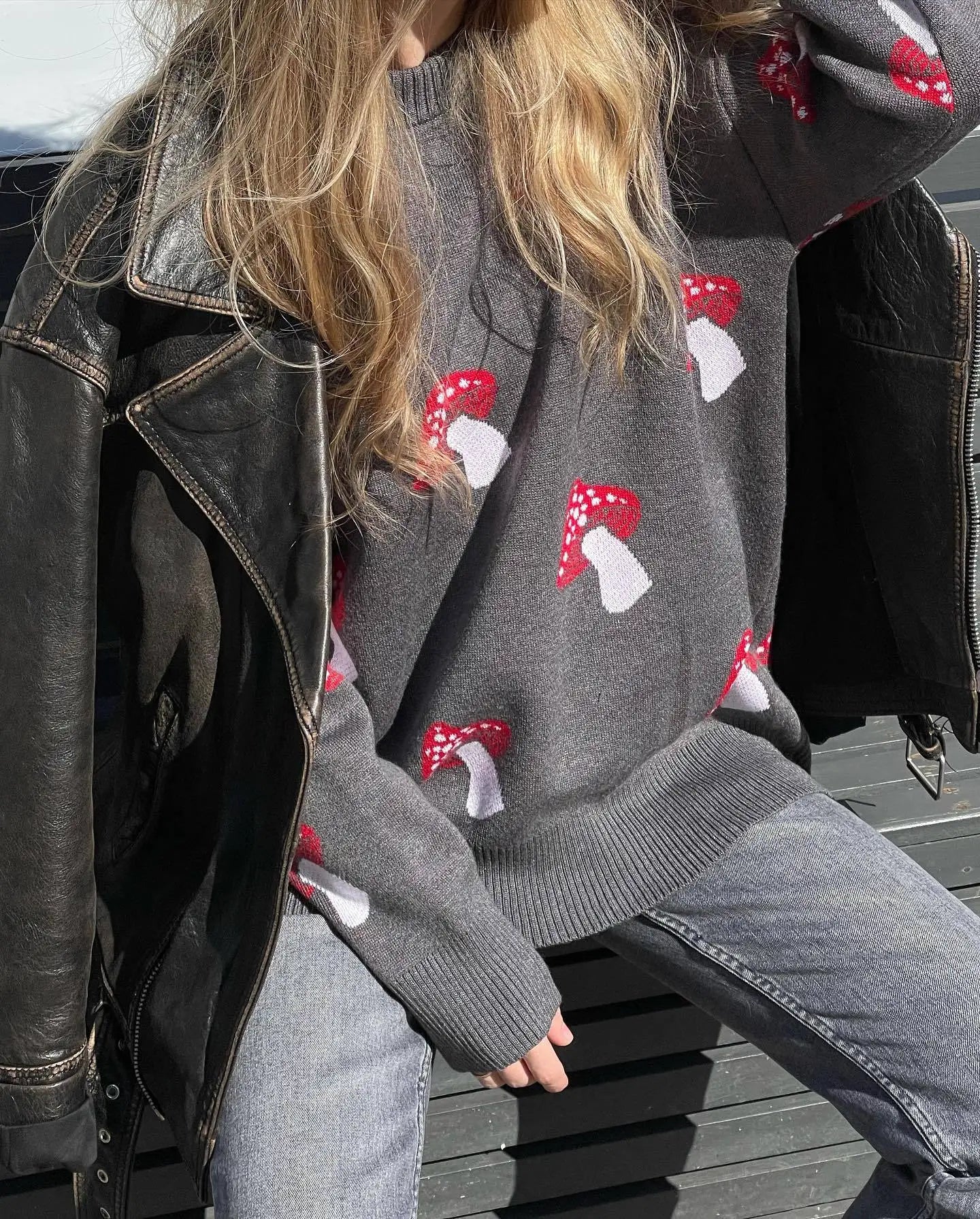 Whimsical Mushroom Knit Sweater