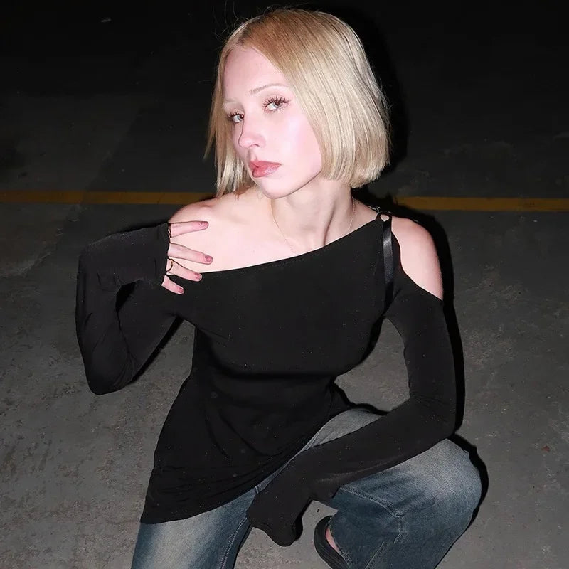 Autumn Slant Collar Dress — Stylish Full Sleeve Mini