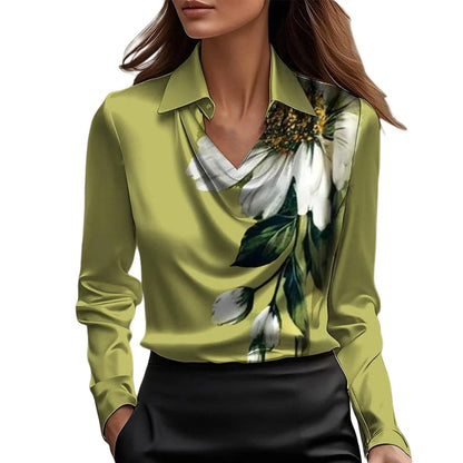 Vintage Satin Long-Sleeve Blouse
