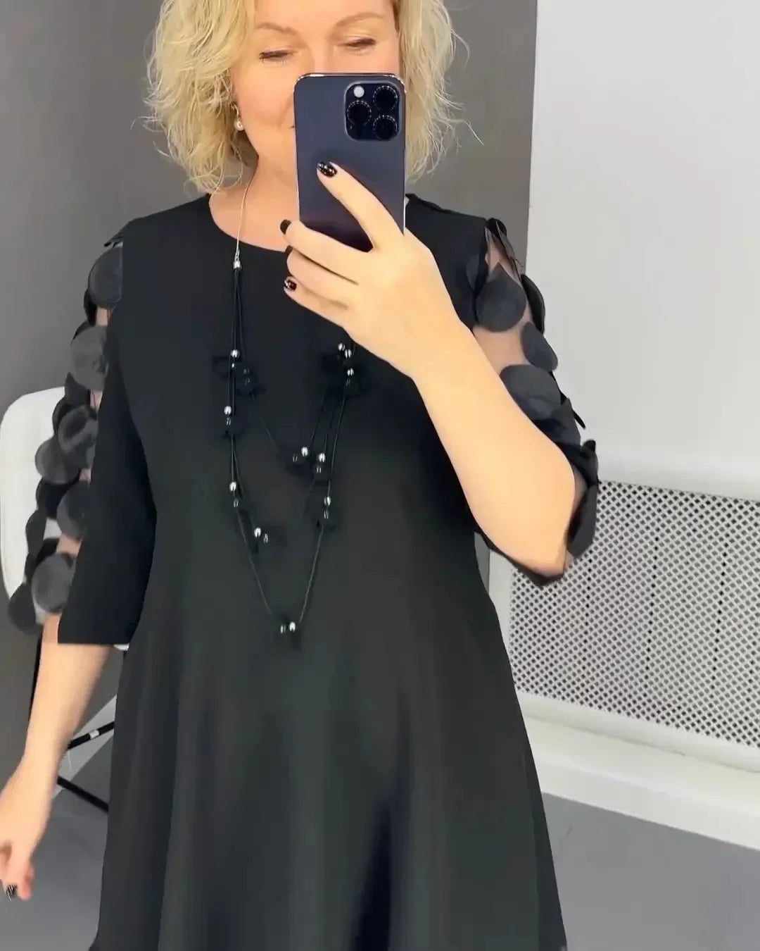 Elegant Plus-Size Bell Sleeve Dress