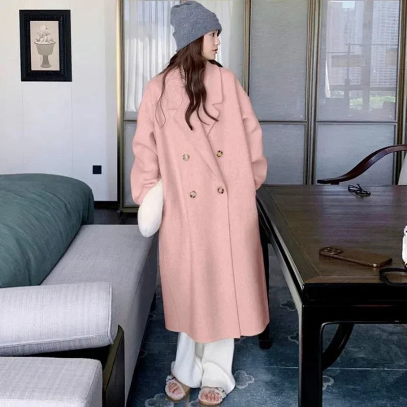 Elegant Woolen Mid-Long Coat