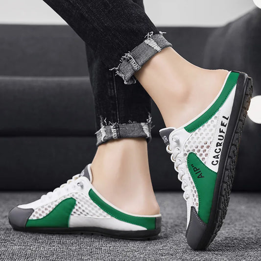 Breathable PU Leather Mesh Slides