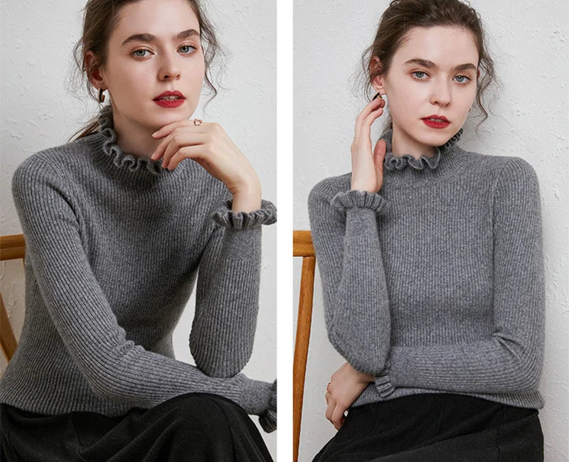 Cinched Turtleneck Knit Sweater