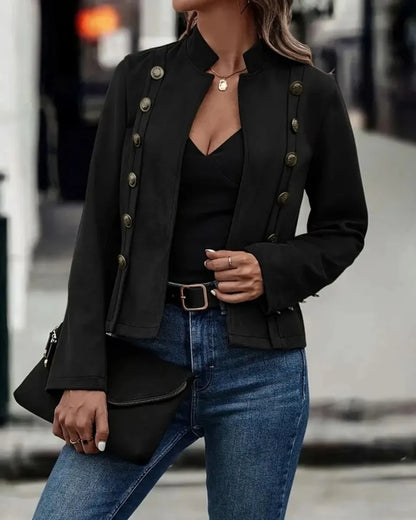 Chic Double-Breasted Black Coat