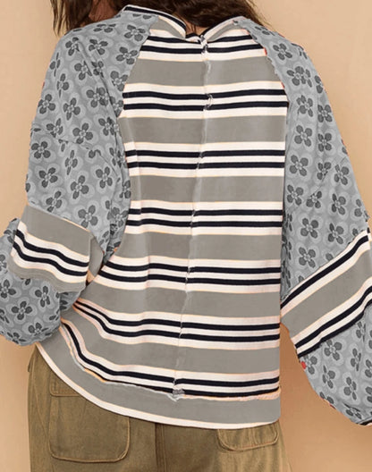 Vibrant Floral Stripe Hoodie