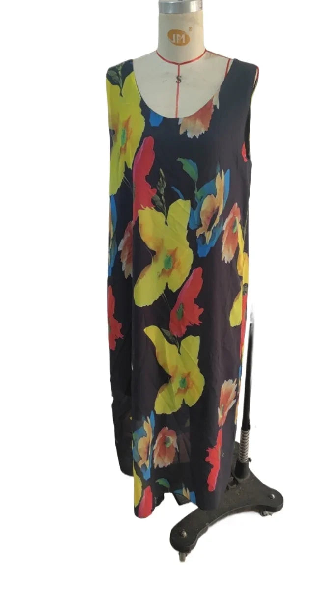 Silken Bloom U-Neck Maxi Dress