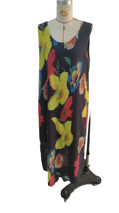 Silken Bloom U-Neck Maxi Dress
