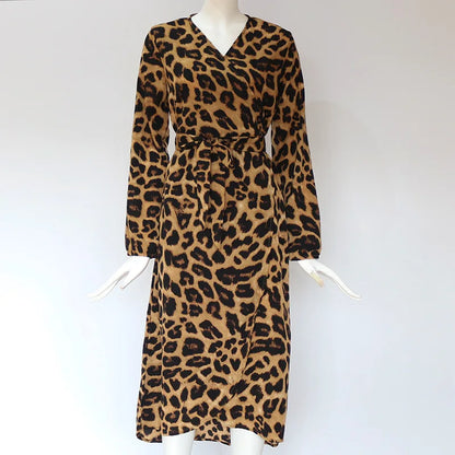 Wild Allure Lace-Up Leopard Dress