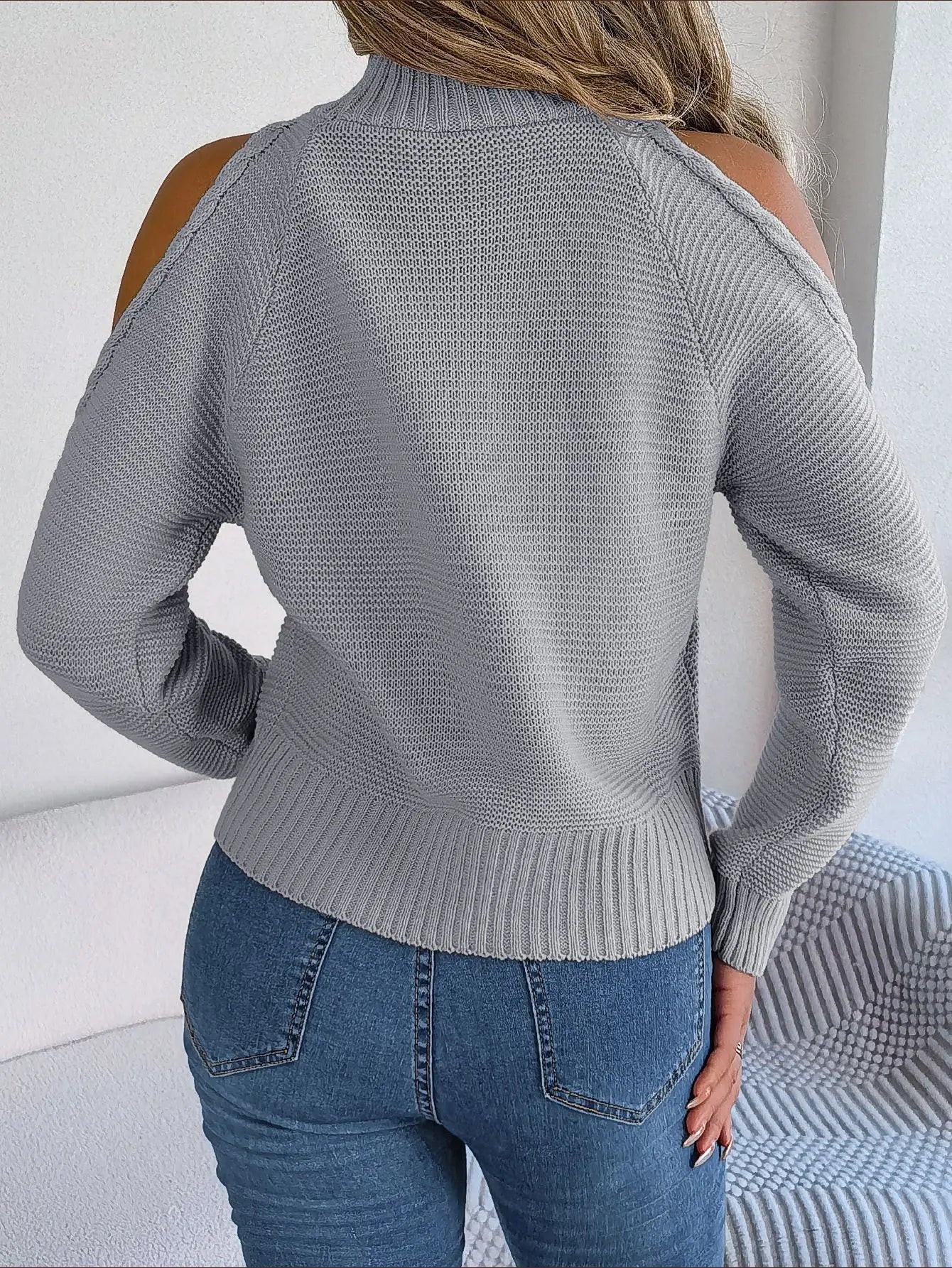 Chill Grace Turtleneck Cold Shoulder Sweater