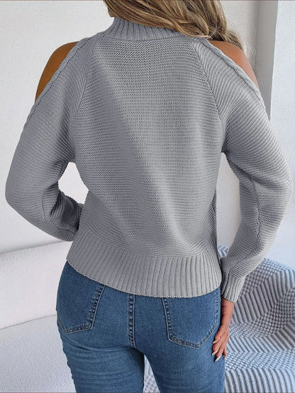 Chill Grace Turtleneck Cold Shoulder Sweater