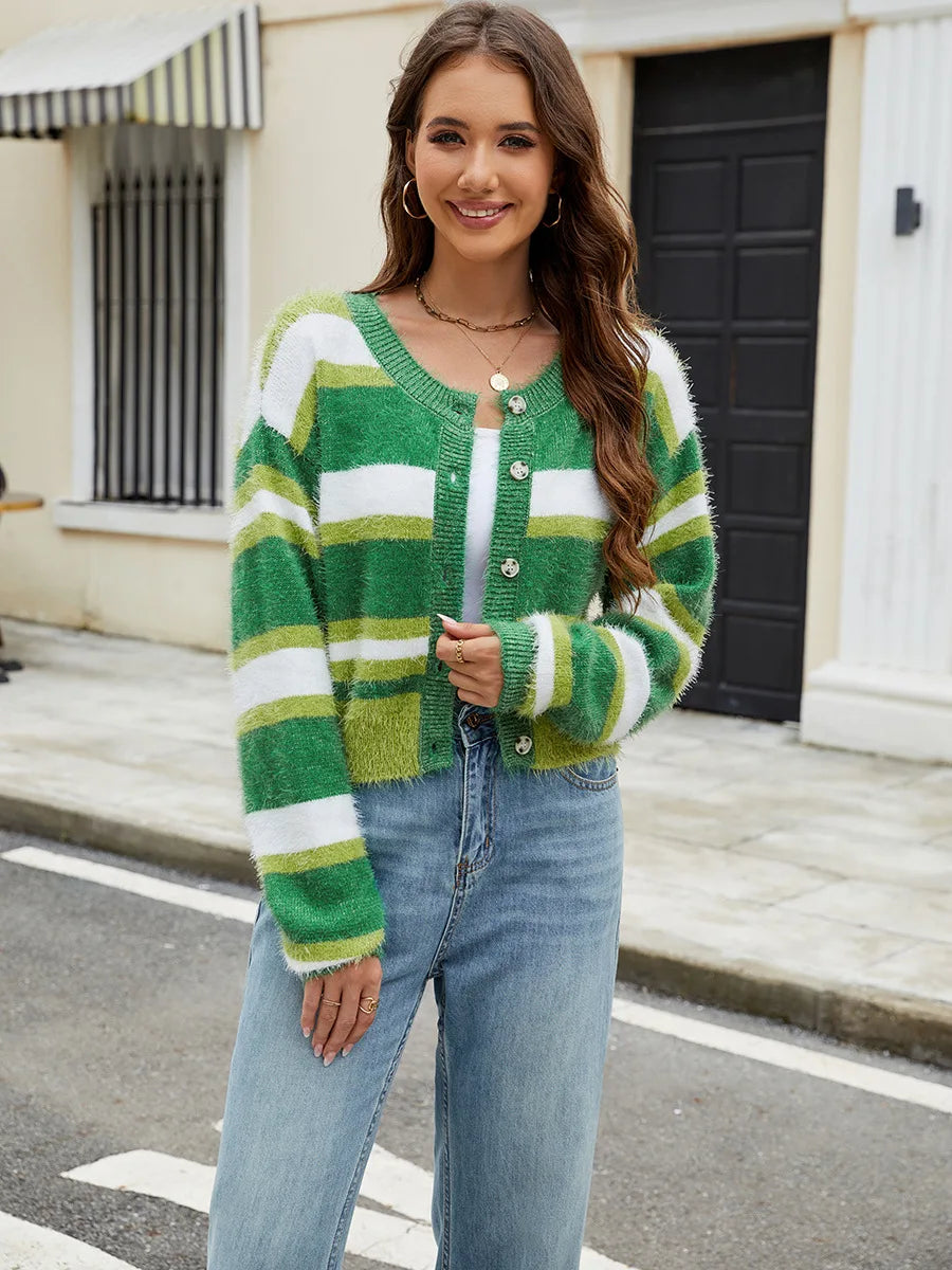 Cozy Charm Striped Knit Cardigan