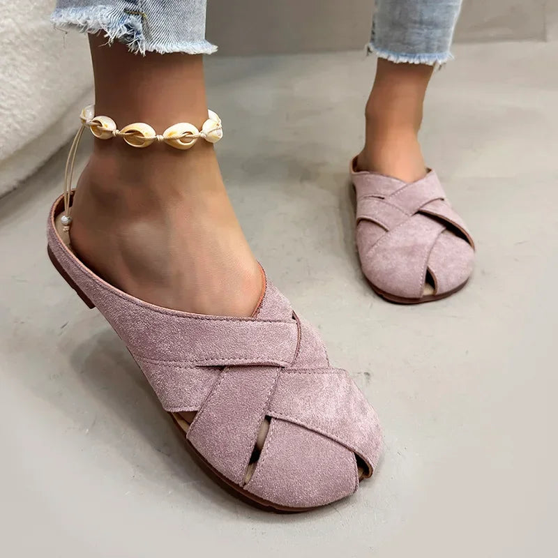 Retro Crossover Flat Mules for Women