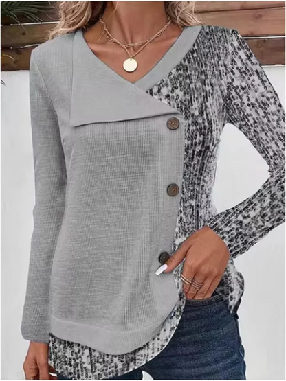 Vibe Stripe V-Neck Button Tee