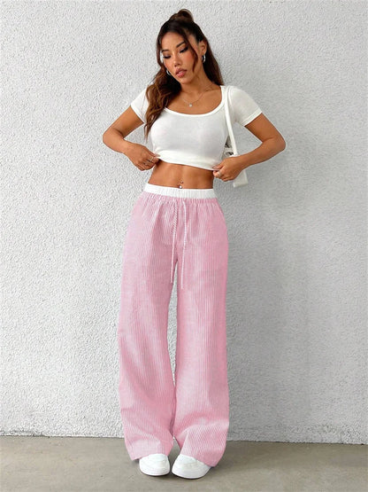 Striped Wide Leg Woven Pants
