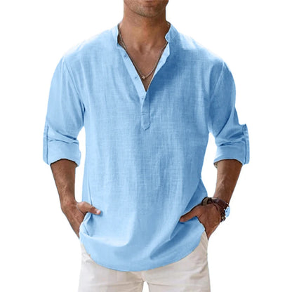 Lightweight Cotton Henley Beach Shirt