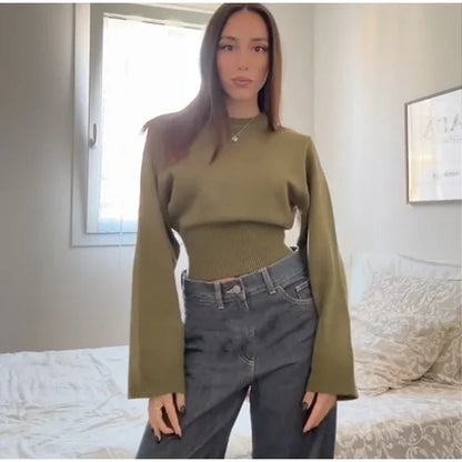 Chic Fluffy Knit Short Sweater