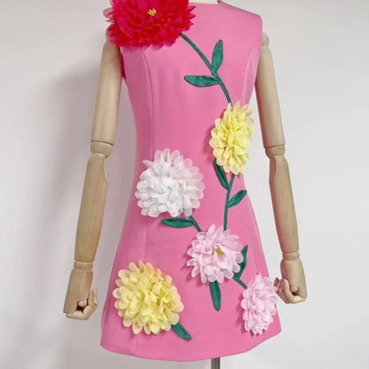 Floral Fusion 3D Print Dress