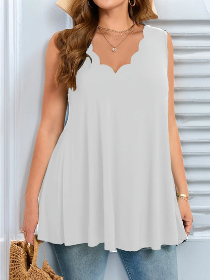Plus Size Scalloped Hem Tunic Top
