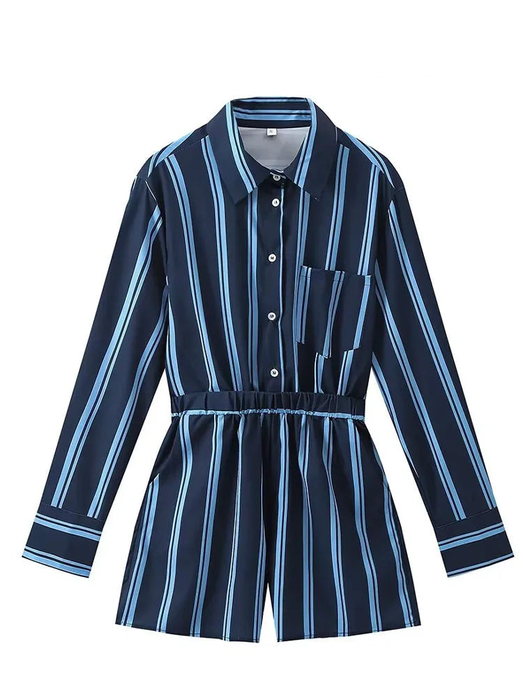 ChicStripe Vintage Long Sleeve Romper