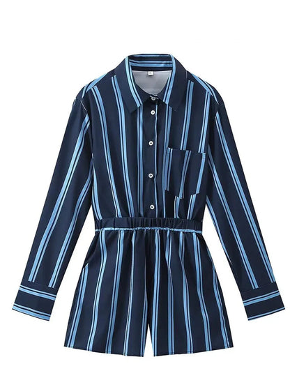 ChicStripe Vintage Long Sleeve Romper