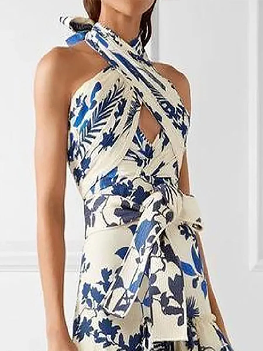 Floral Desire Ruffle Halter Dress