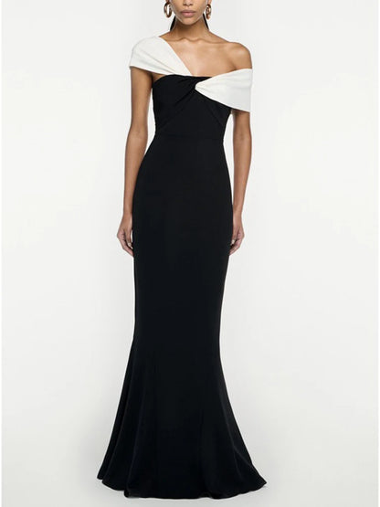 Glam Curve Contrast Slit Dress