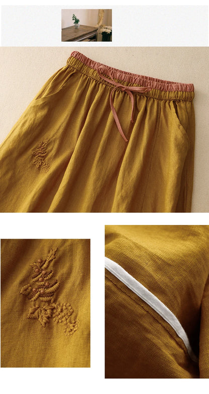 BloomTale Embroidered Patchwork Midi Skirt